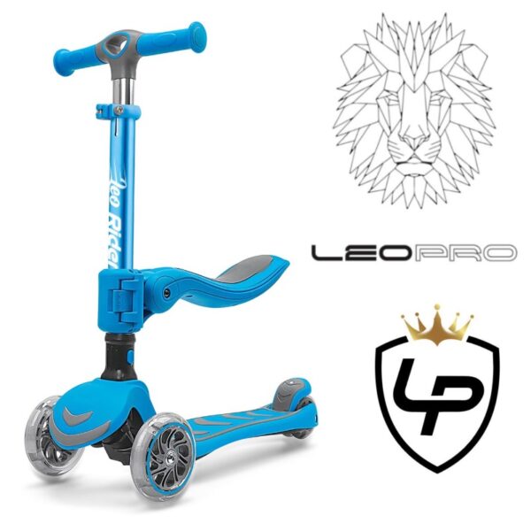 leo rider קורקינט תכלת ליאו ריידר 2 ב-1 3 גלגלים עם אורות פרימיום | להיט צעצועים