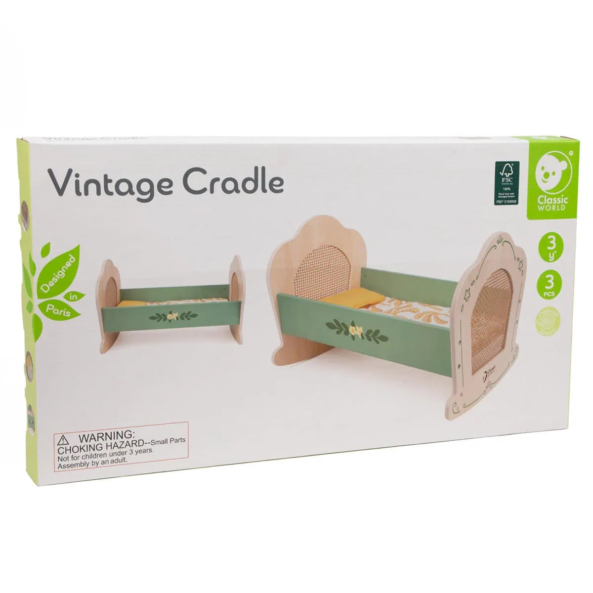 עריסת עץ וינטאג' לבובה פוקסמיינד FoxMind 7 | להיט צעצועים